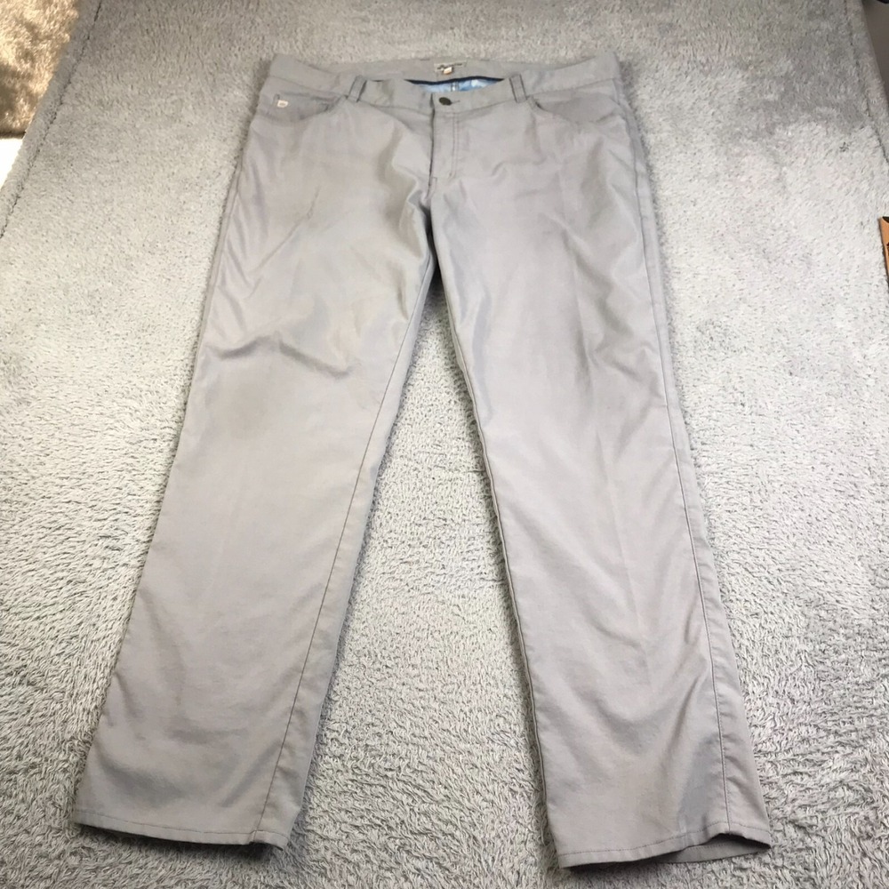 Peter Millar Pants Mens 40x32 (42x31) Gray Performance Golf Chino Trouser *Flaws